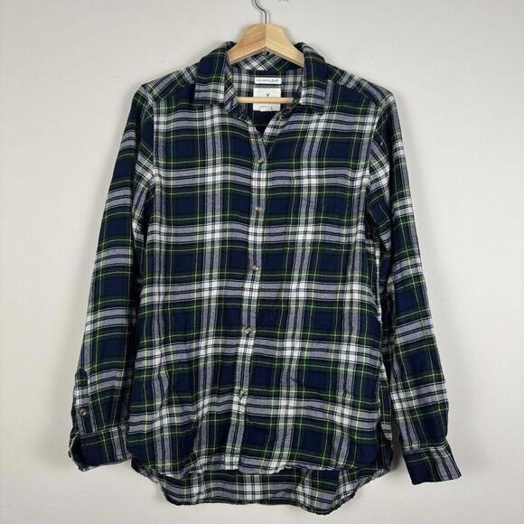 Lot-3 American Eagle Flannel Shirt Women’s Large Check Plaid Boyfriend Fit Soft - Picture 9 of 15